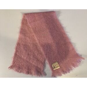 Vintage 60s Glen Cree Mohair Scarf Pink 9"x40" Made In Scotland